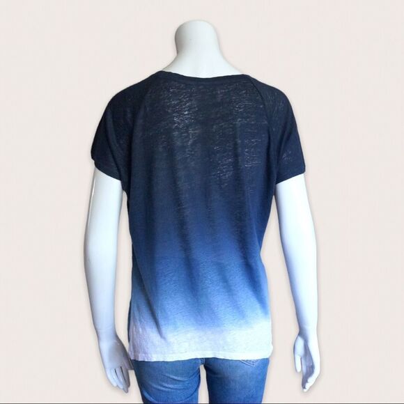 VELVET BY GRAHAM & SPENCER | Women’s Ombre Linen Knit Emerald Tee Ink Blue​​ - Picture 2 of 4